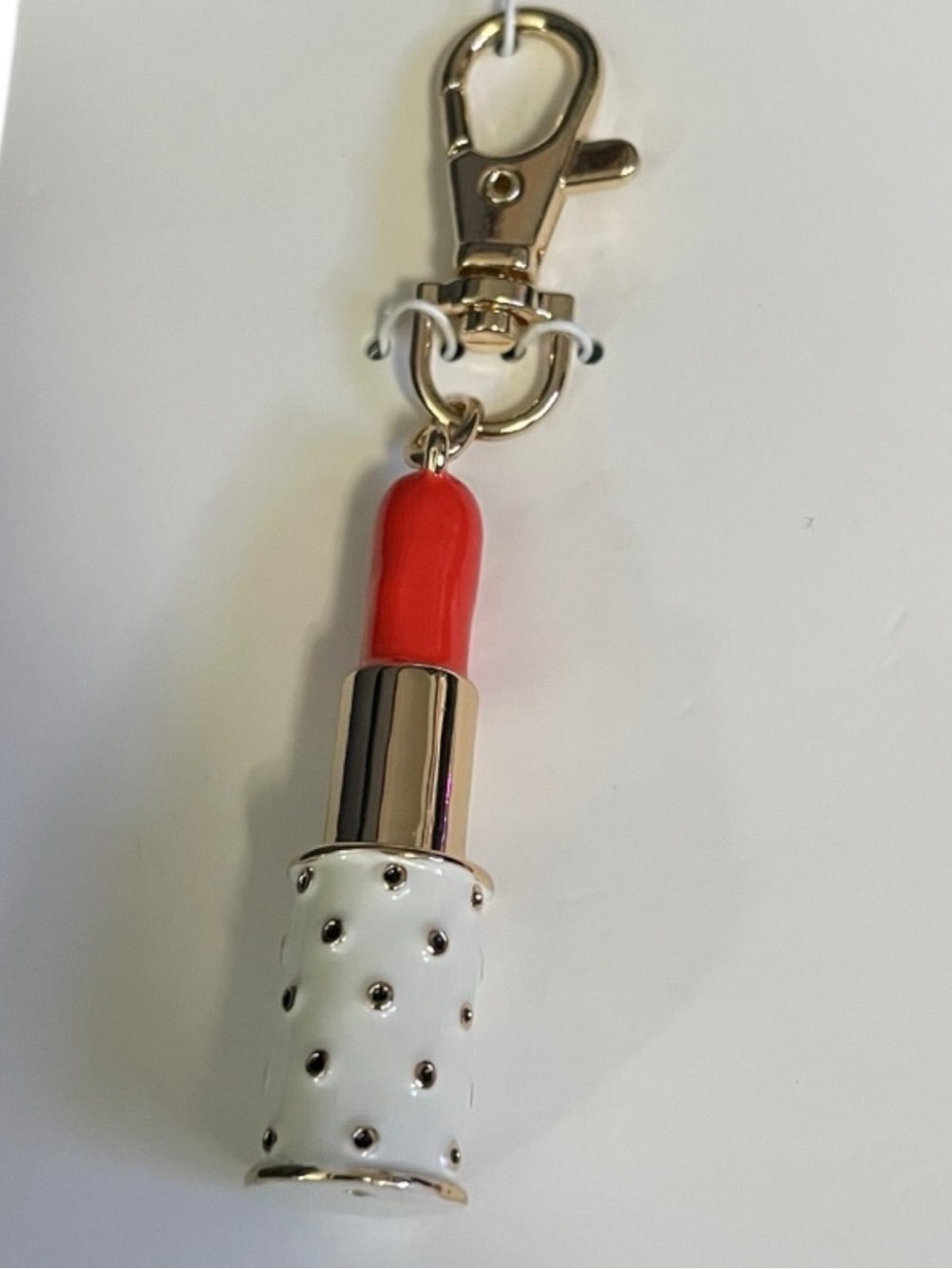 NWT Kate Spade x Target Limited Edition Lipstick Bag Charm Keychain - Polka Dot - Picture 3 of 5